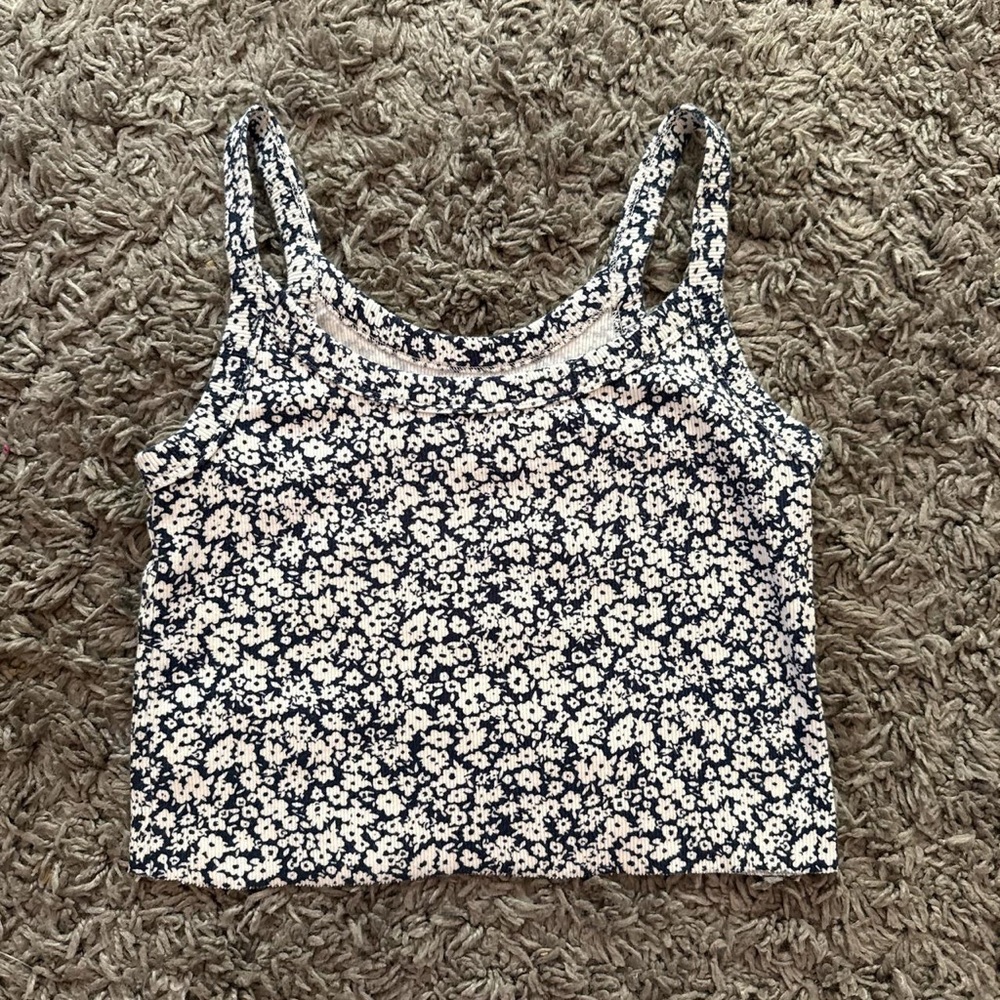Old Navy Floral Tank Top - Black and White